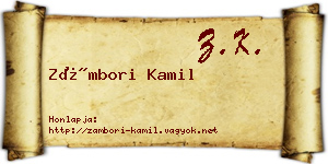 Zámbori Kamil névjegykártya
